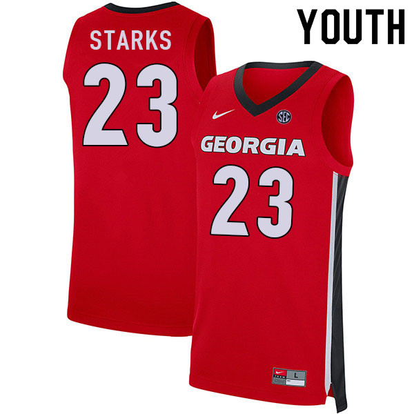 Youth #23 Mikal Starks Georgia Bulldogs College Basketball Jerseys Sale-Red